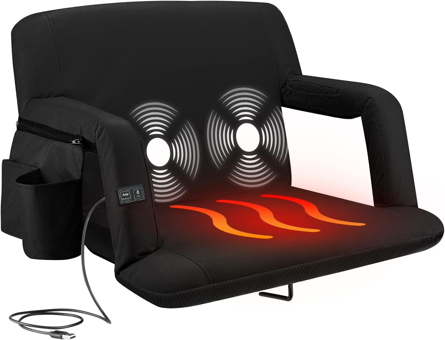 Massage stadium seat with back support