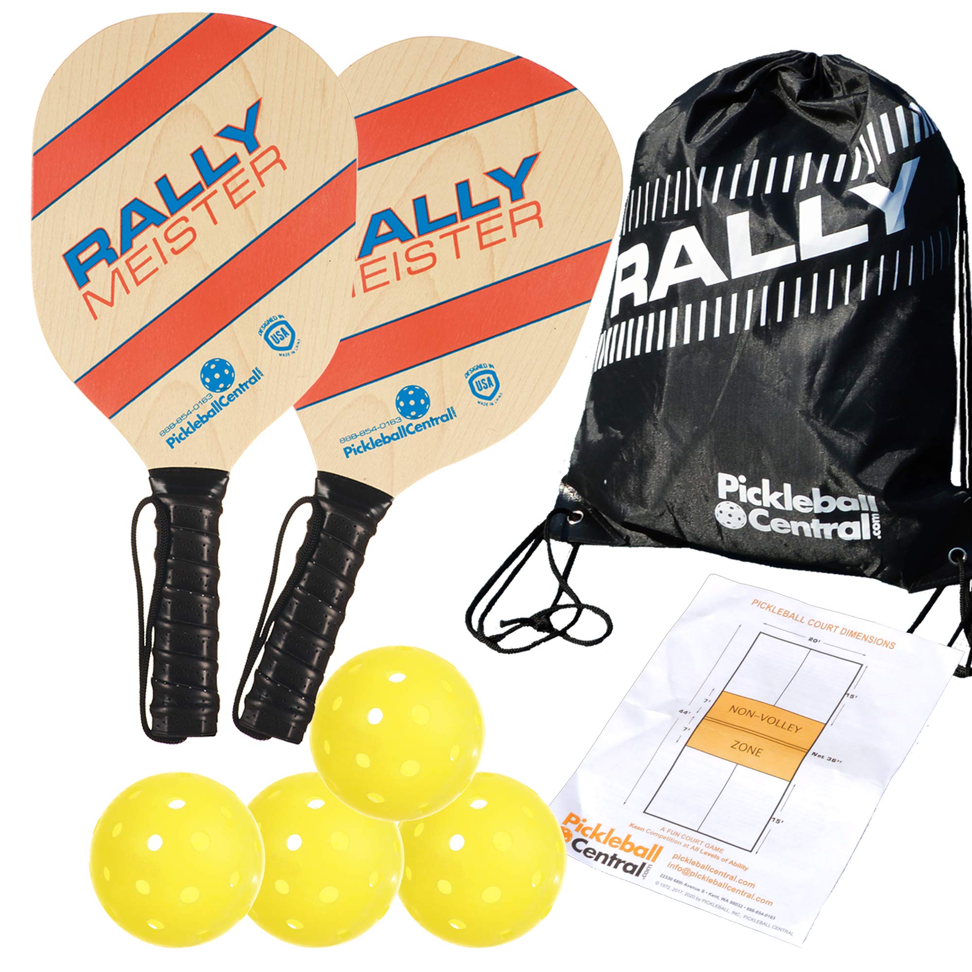 Rally Meister Beginner Wood Pickleball Paddle Set